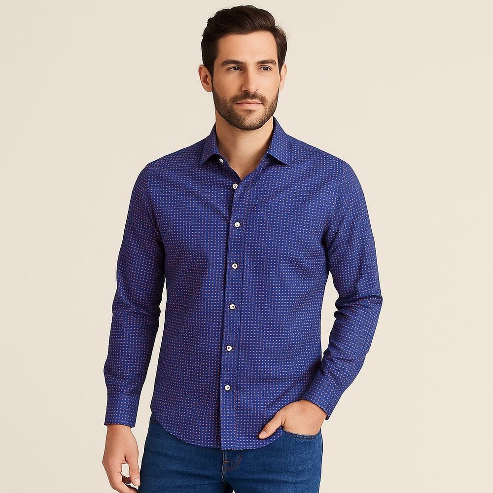 UNTUCKit Slim Fit Button-Up Shirt | Blue Micro Floral Print | Large